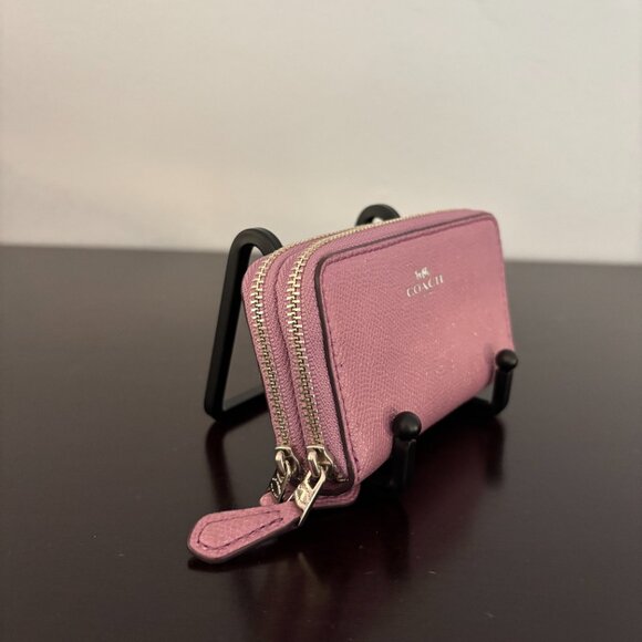 Coach Light Purple Small Double Zipper Card Case - Picture 3 of 9